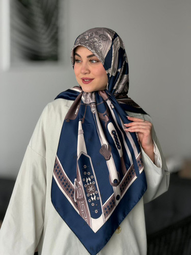 روسری ابریشمتویل وارداتی برند هرمس قواره ۱۲۵