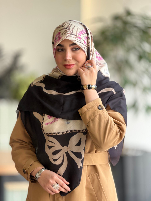 روسری حریر ابریشم تویل وارداتی برند هرمس قواره ۱۲۵