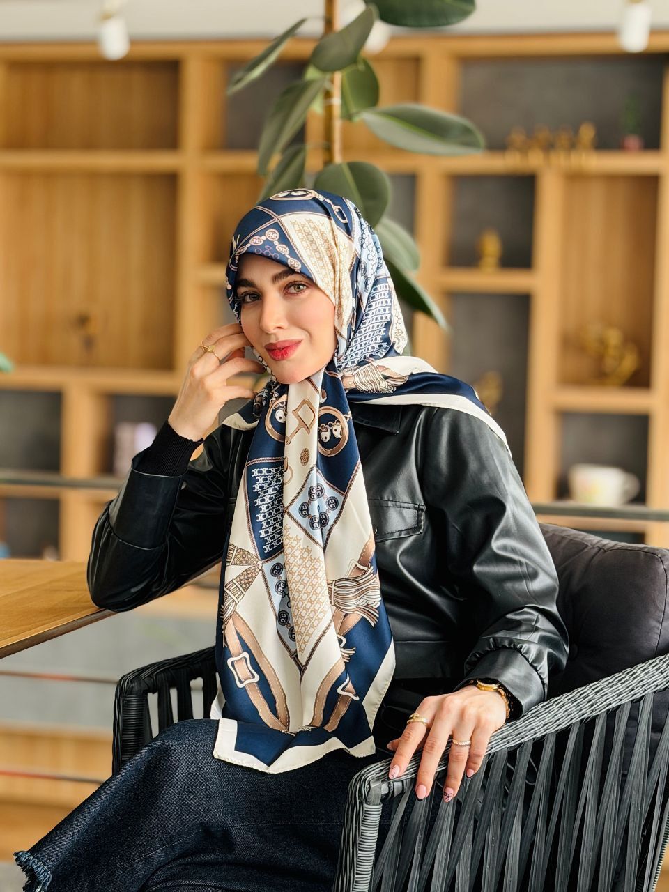 روسری  حریر ابریشم تویل وارداتی برند هرمس قواره ۱۲۵