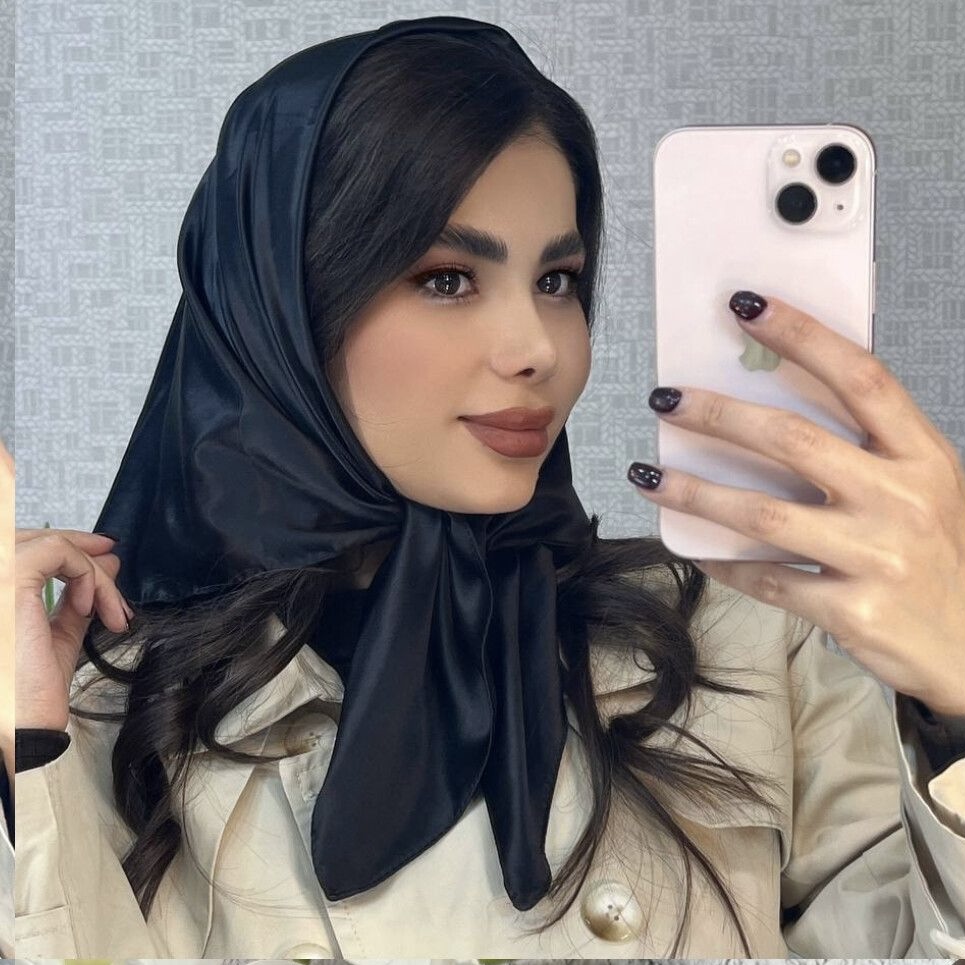 مینی اسکارف ساتن زارا سورمه ای قواره ۷۰